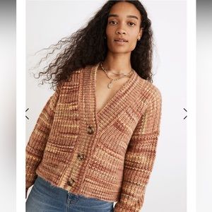 Madewell Space-Dyed Waller Crop Cardigan Sweater